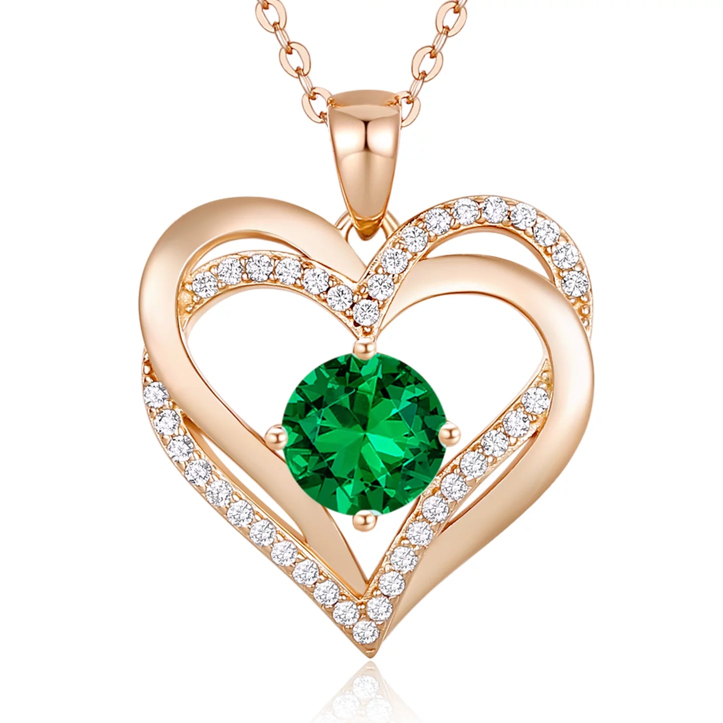 Love Heart Pendant Necklaces for Women 925 Sterling Silver with Birthstone Zirconia Rose Gold Diamond Anniversary Jewelry Best Gift Ideas for Women Fine Packing Gift Box