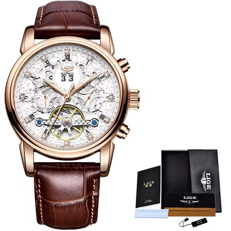 Top Brand Luxury Tourbillon Watch Men Fashion Business Watch for Men Casual Sport Waterproof Men Mechanical Automatic Watch