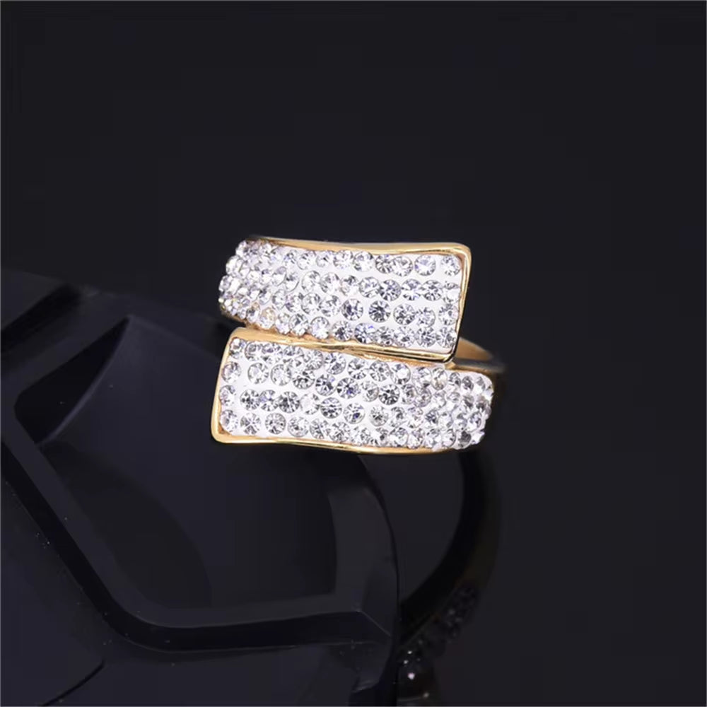 2021 High Quality Large Geometry Ring Female Goldr Color Stainless Steel Iecd Out Big Cocktail Rings for Women Hip Hop Jewelry